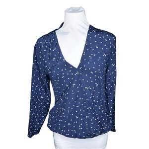 Madewell blue white hearts silk top xs blouse